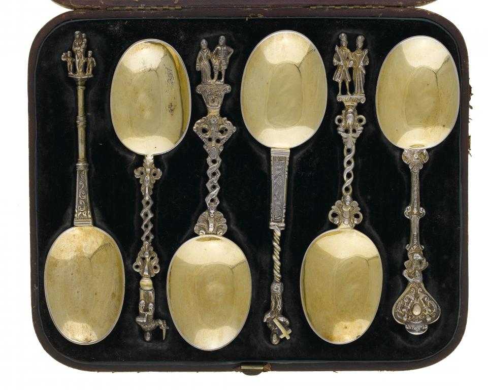 Appraisal: A SET OF SIX VICTORIAN SILVER GILT HISTORISMUS SPOONS with