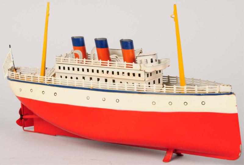 Appraisal: Tin Litho Bing Ocean Liner Clockwork Boat Toy German Three