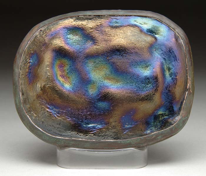 Appraisal: TIFFANY STUDIOS PAPERWEIGHT Blue Tiffany turtleback tile is inset in