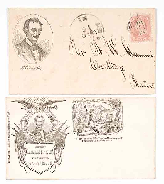 Appraisal: Patriotic Covers Featuring a Beardless Abraham Lincoln Lot of ca