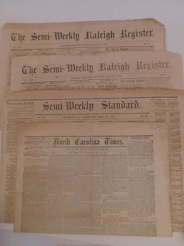 Appraisal: CIVIL WAR CONFEDERATE NEWSPAPERS Lot of Civil War newspapers -