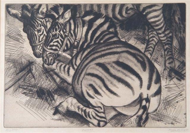 Appraisal: DAME LAURA KNIGHT - 'Zebras' dry point etching pencil signed