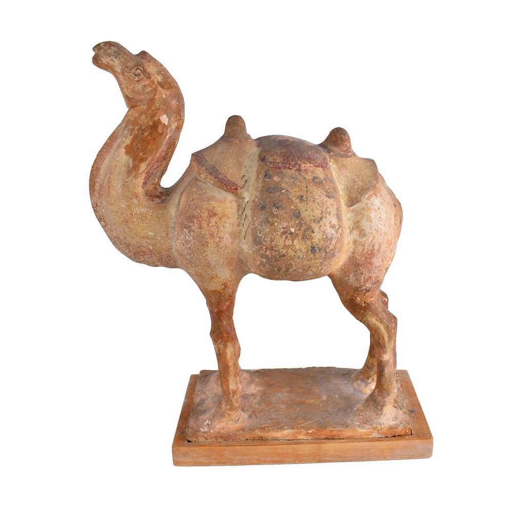 Appraisal: Chinese Tang Style Polychrome Camel Figure Chinese Tang Style Polychrome