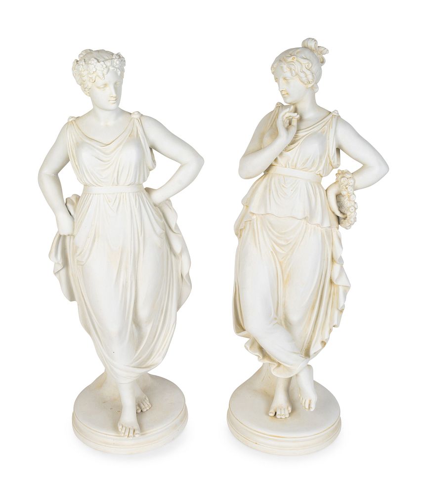 Appraisal: A Pair of German Bisque Classical Figures Height inches A