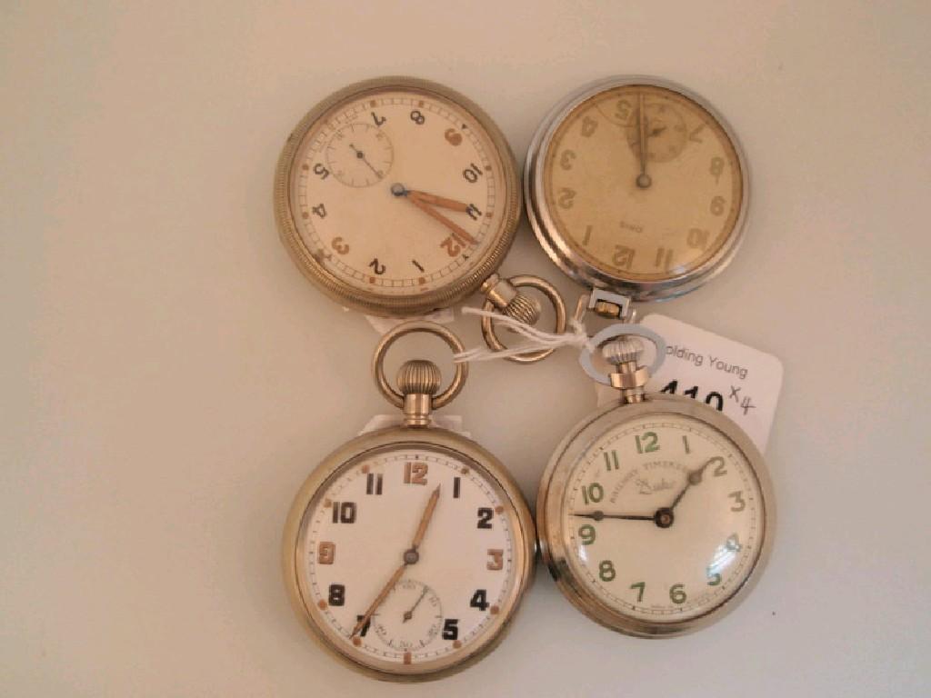 Appraisal: An open face military pocket watch the back with MOD