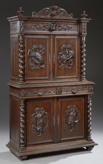 Appraisal: French Louis XIII Style Diminutive Carved Oak Brea French Louis