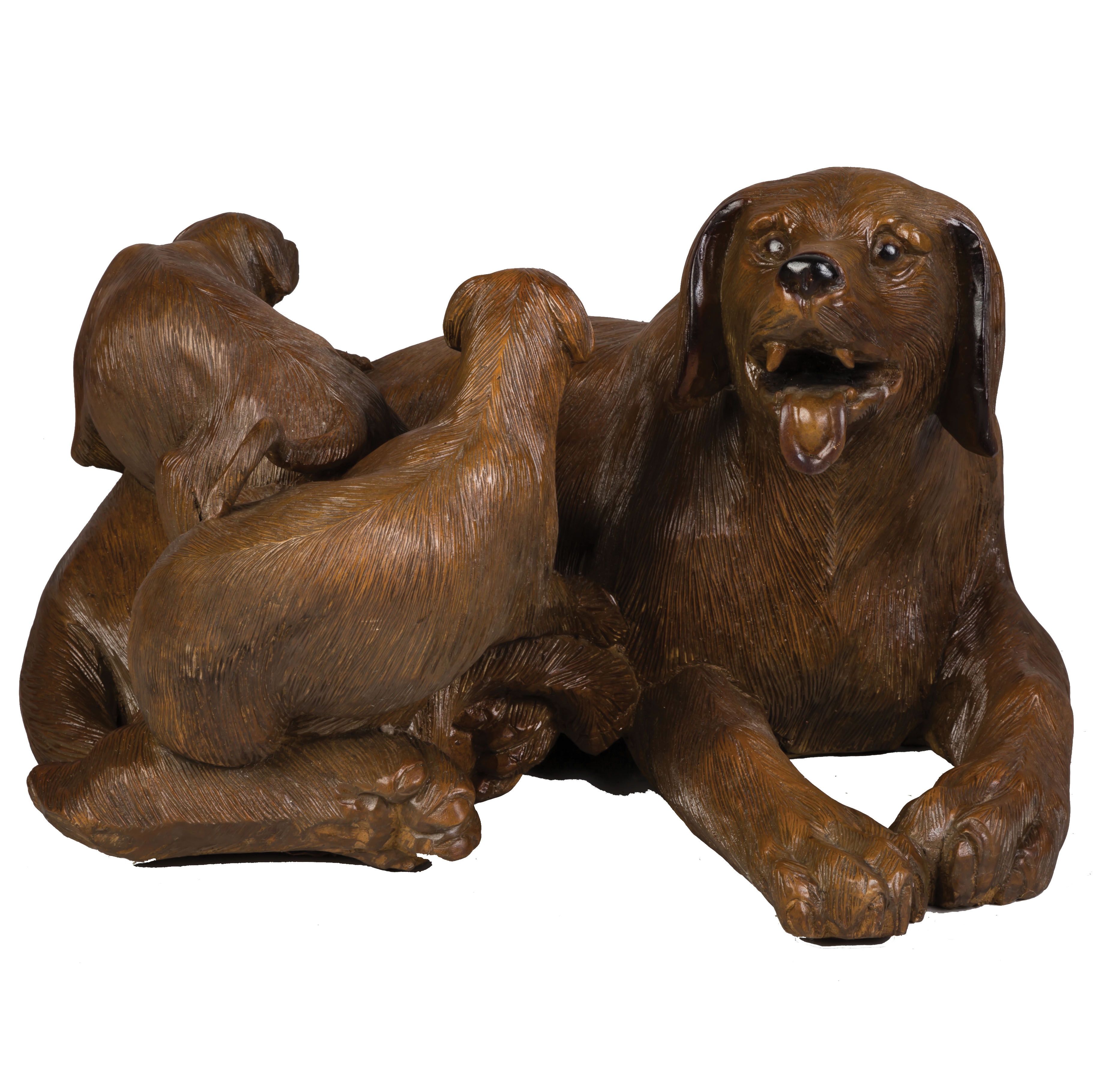 Appraisal: Black Forest Dogs Mother with puppies th Century