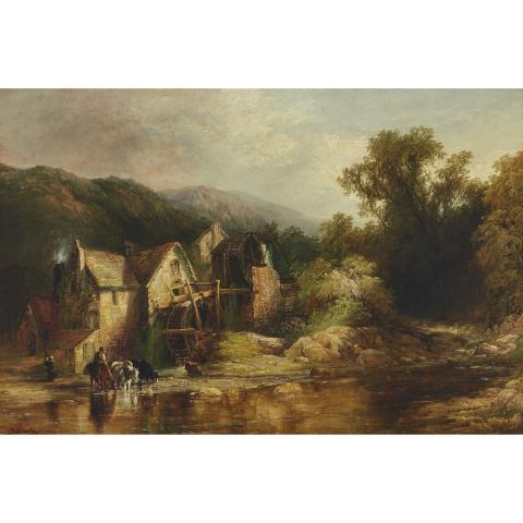 Appraisal: Frederick Henry Henshall - WATERING HORSES AT A MILL POND