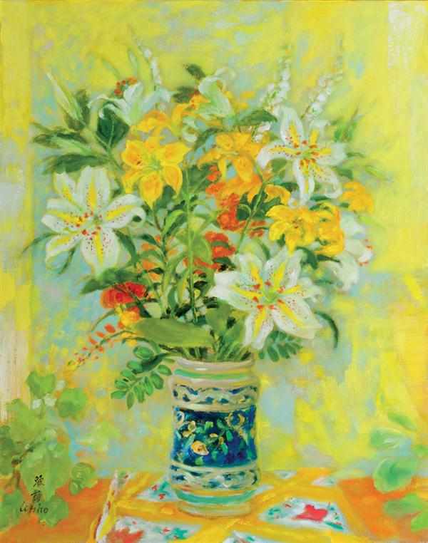 Appraisal: LE PHO Vietnamese - Flowers in a Vase oil on