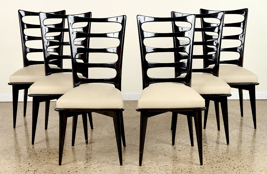 Appraisal: SET EBONIZED FRENCH DINING CHAIRS C A set of six