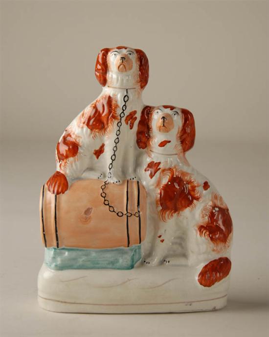 Appraisal: A Staffordshire Pottery Figure of two seated spaniels one on