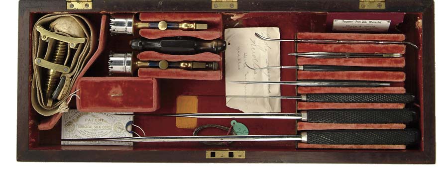 Appraisal: RARE IDENTIFIED CIVIL WAR CASED SURGEON'S KIT American-made by G