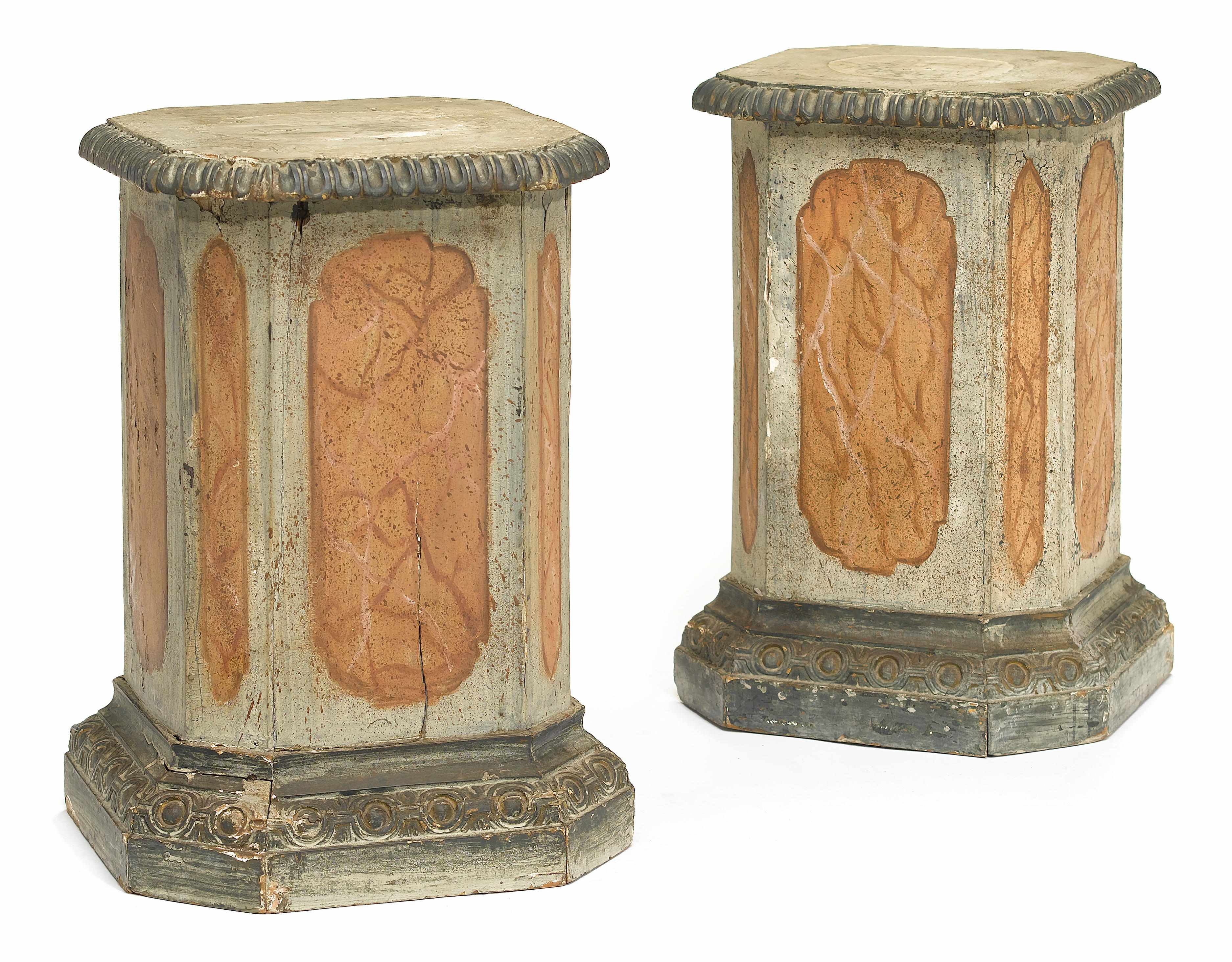 Appraisal: A pair of Continental Neoclassical paint decorated and faux marble