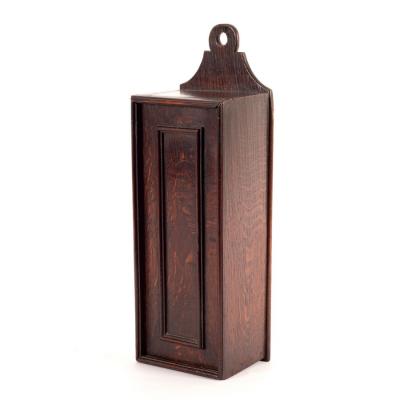 Appraisal: An th Century oak candle box with sliding front cover