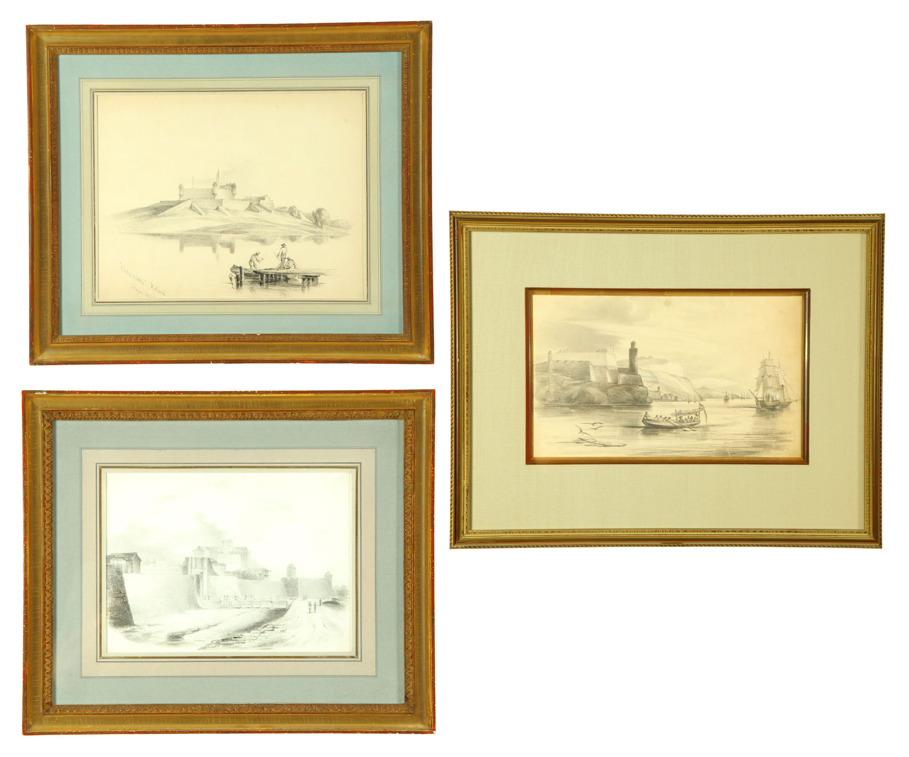 Appraisal: THREE SKETCHES OF HAVANA CUBA BY EDWARD SEAGER ENGLAND UNITED