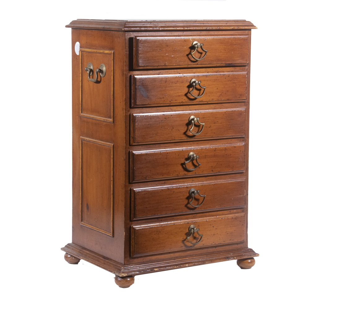 Appraisal: SIX-DRAWER COUNTERTOP CABINET BY ALFRED ASSID Traditional Design Miniature Storage