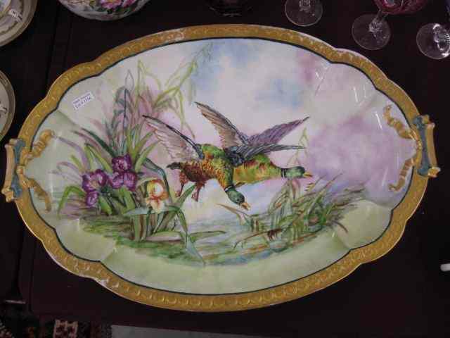 Appraisal: Rosenthal Handpainted Porcelain Platter ducks foliage artist signed Moebus gold