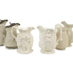 Appraisal: A Collection of Six English Salt-Glazed Pitchers and Tankards TH