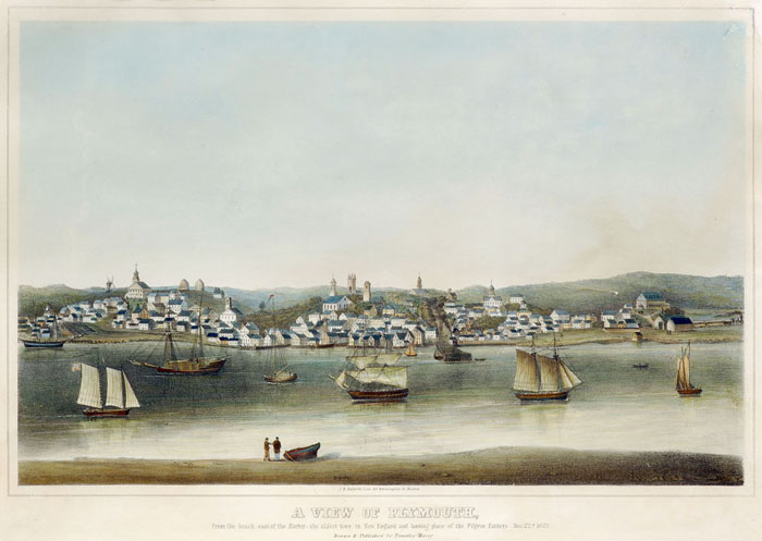 Appraisal: A VIEW OF PLYMOUTH FROM THE BEACH EAST OF THE