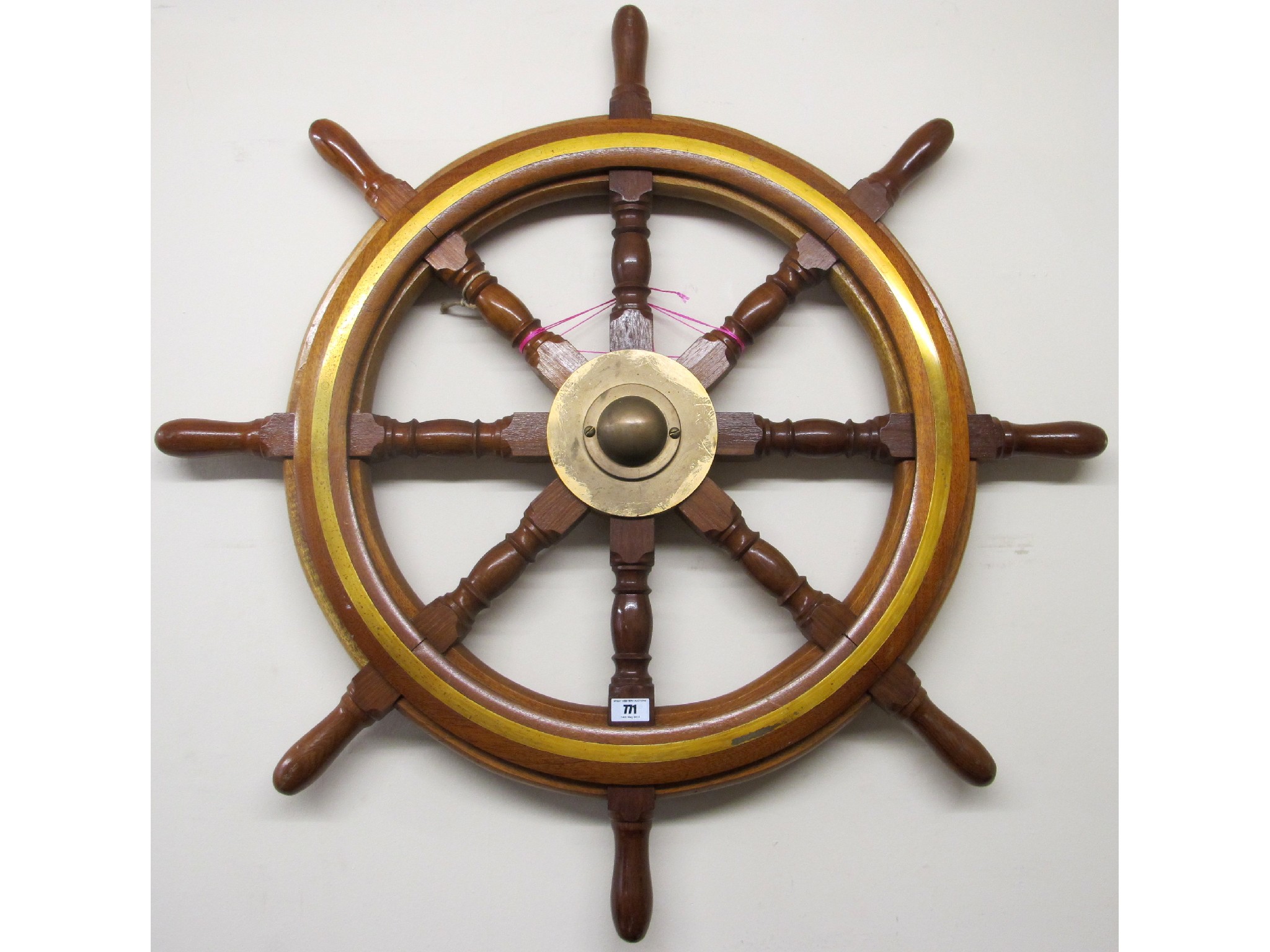 Appraisal: A teak and brass ship's wheel