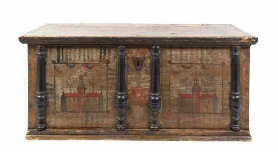 Appraisal: An American Painted Chest having a painted body with church