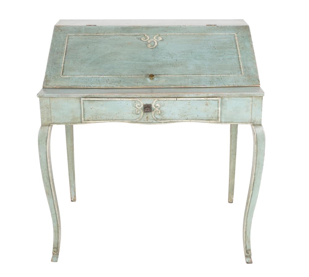 Appraisal: VENETIAN-STYLE PAINTED DESKthe hinged slant top lifting to reveal a