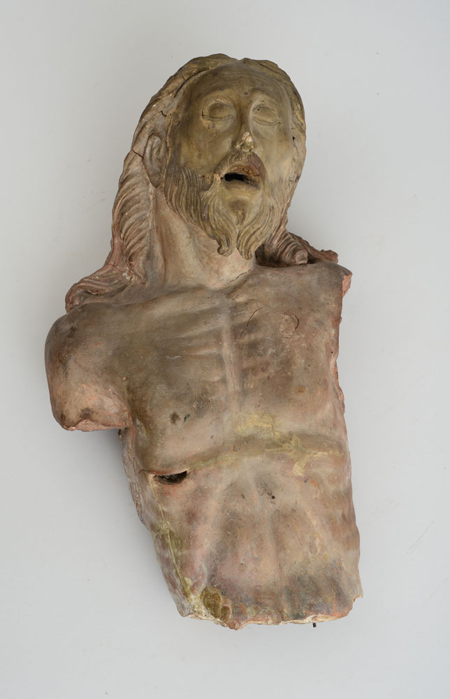 Appraisal: ATTRIBUTED TO FRANCESCO DI GIORGIO CHRISTO MORTO Painted terracotta half-length