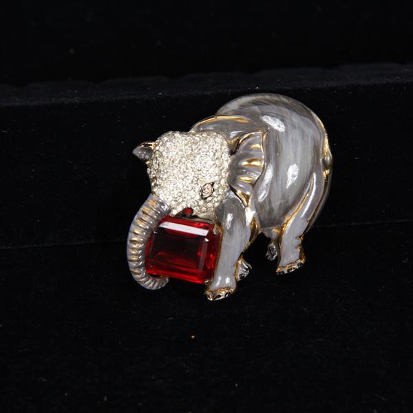 Appraisal: Corocraft Coro Craft Sterling Vermeil and Enamel Pave 'Elephant' Figural