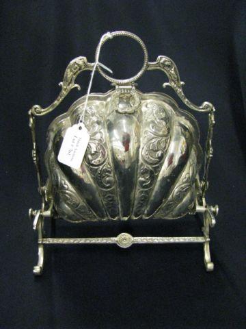 Appraisal: Silverplate Fold-Out Biscuit Box shell form elaborate