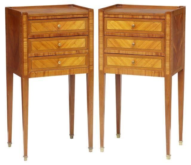 Appraisal: pair French Louis XVI style mahogany nightstands th c three-quarter