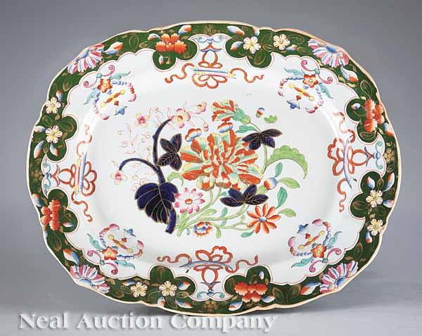 Appraisal: A Mason's Ironstone Platter mid- th c oblong polychrome Anglo-Indian