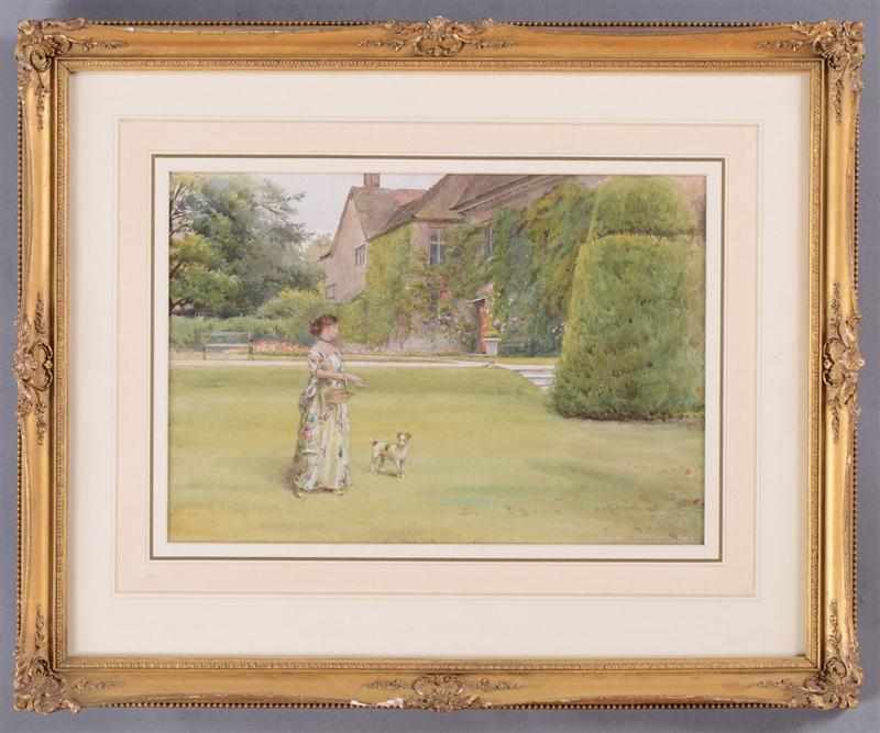 Appraisal: GEORGE G KILBURNE - A LADY AND HER TERRIER STROLLING