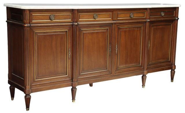 Appraisal: French Louis XVI style mahogany sideboard th c shaped marble