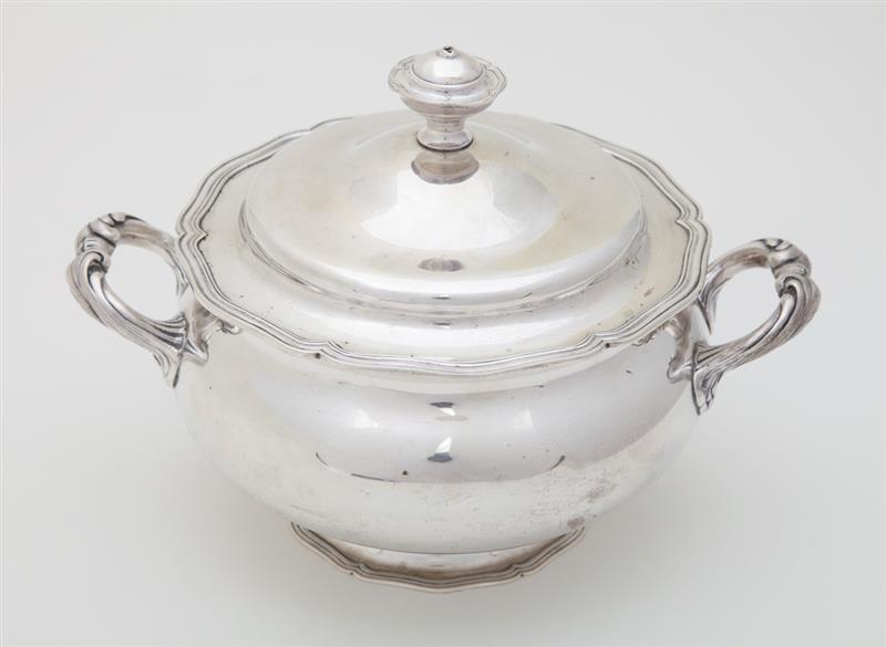 Appraisal: CONTINENTAL SILVER TWO-HANDLED VEGETABLE DISH AND COVER In the rococo