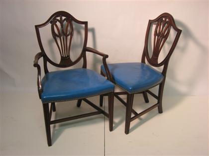 Appraisal: Set of eight Federal style mahogany sheild back dining chairs