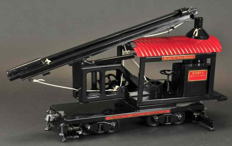 Appraisal: BUDDY 'L' LOCOMOTIVE PILE DRIVER Contemporary issue outdoor railroad piece