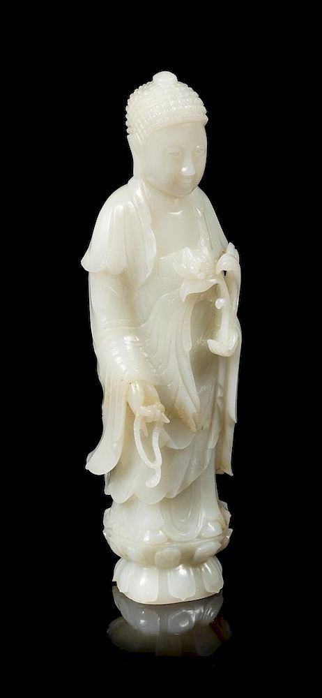 Appraisal: A White Jade Figure of Buddha Height inches A White