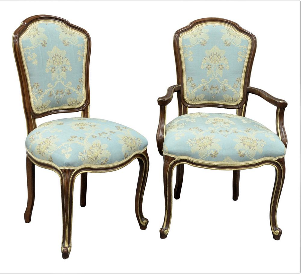 Appraisal: Set of Nine French Style Dining Chairs having gilt detailing