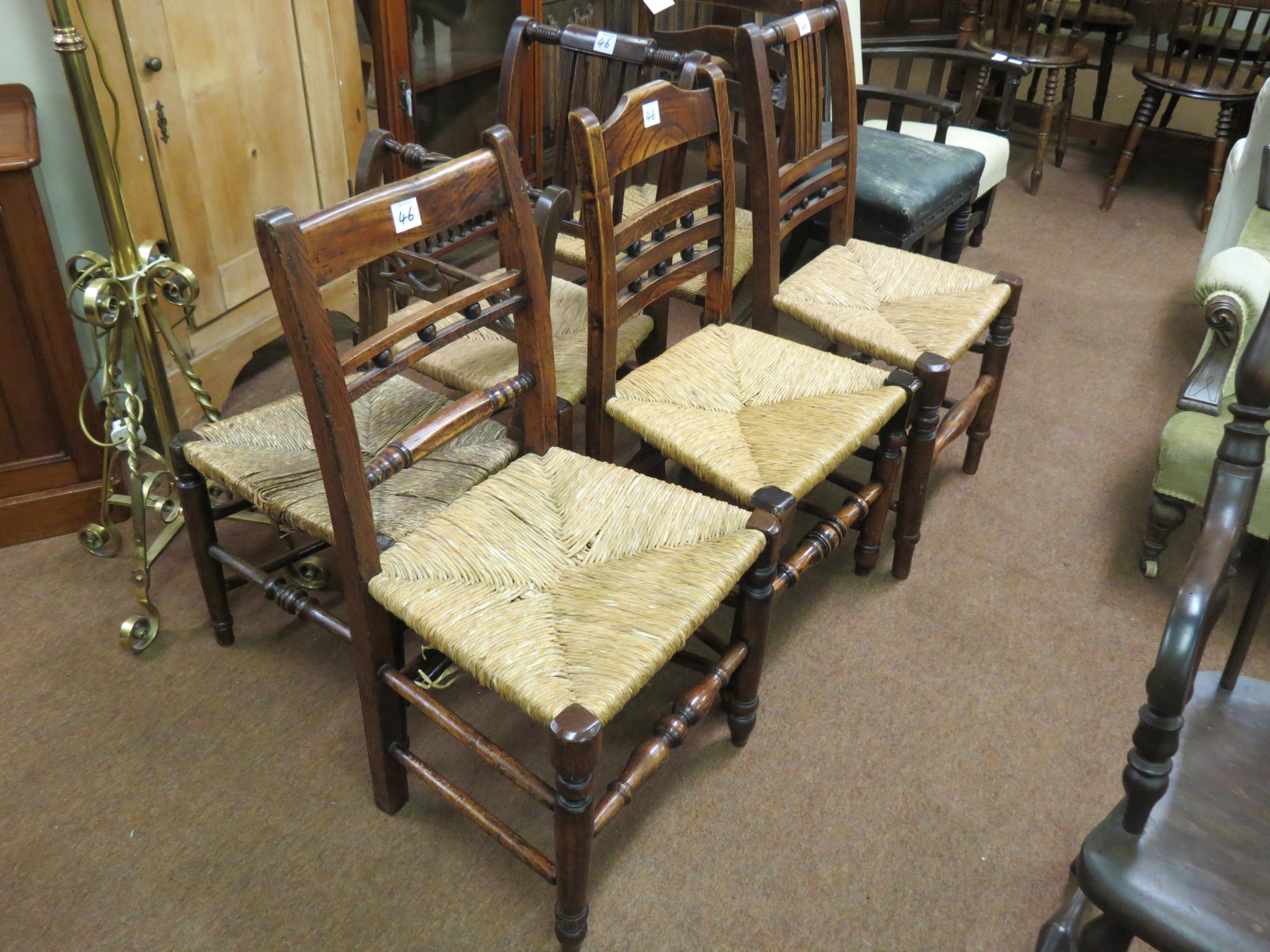 Appraisal: A group of six th century provincial dining chairs generally