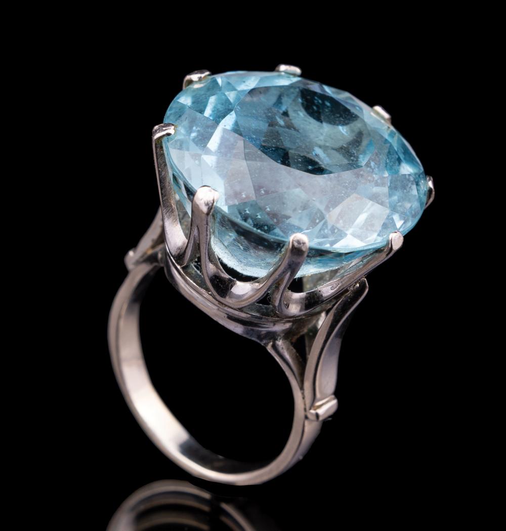 Appraisal: kt White Gold and Light Blue Topaz Cocktail Ring gold