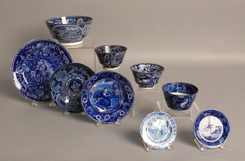 Appraisal: Nine blue Staffordshire tablewares th c