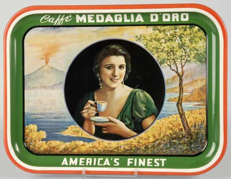 Appraisal: Tin Caffe Medaglia D'Oro Serving Tray Description s to s