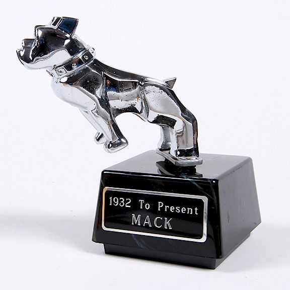 Appraisal: Mack Hood Ornament Mascot -Present- Chrome Mack truck bulldog engraved