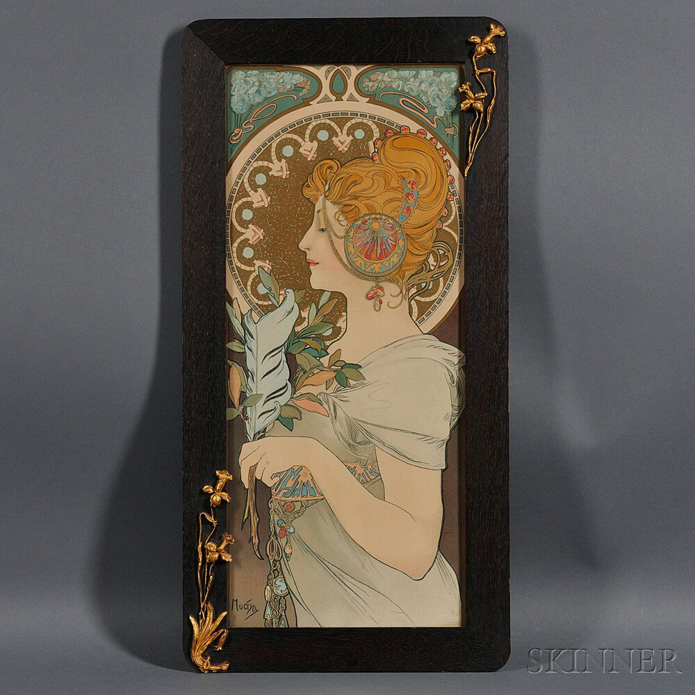 Appraisal: After Alphonse Mucha Czech - Print La plume Signed Mucha