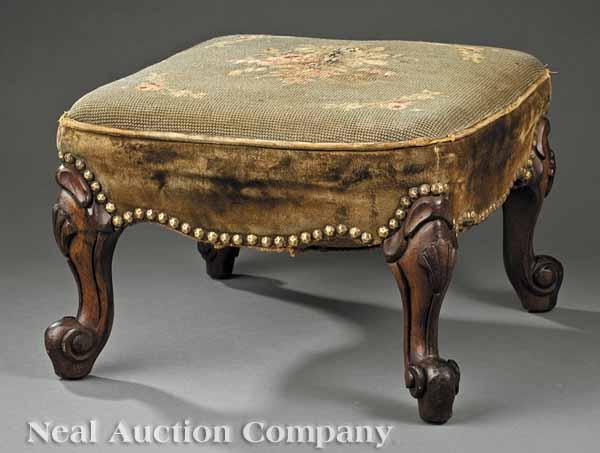 Appraisal: An American Rococo Carved Walnut Stool mid- th c the