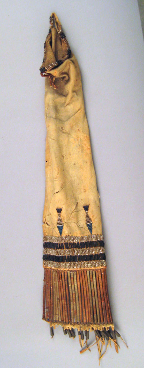 Appraisal: Sioux beaded and quilled hide quiver late th c with