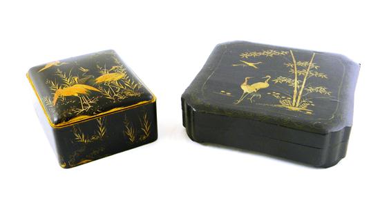 Appraisal: ASIAN Two Japanese lacquer boxes sweet meats set with cranes