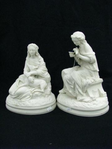 Appraisal: Two Parian figures '' high depicting a woman with a