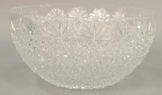 Appraisal: Large cut glass punch bowl Large cut glass punch bowl