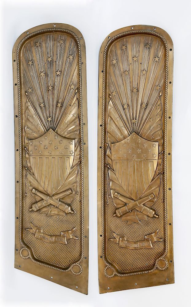 Appraisal: Pair of Cast Bronze Gangway Plaques Exclusive on Bidsquare Pair